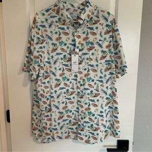 NWT Southern Tide Festive White Short Sleeve Button Down size Large